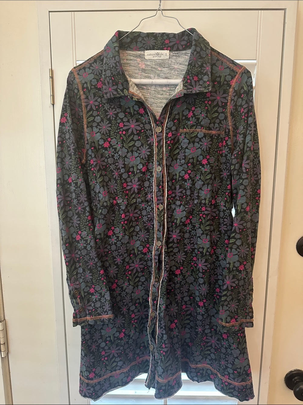 Natural Life SMALL Black Floral-Print dress